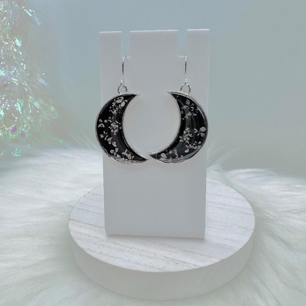 Floral Stellar Crescent Moon Earrings